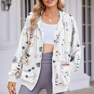 Casual manga larga cremallera primavera Otoño Invierno 3D estampado sudaderas con capucha moda sudaderas con bolsillo para mujeres ecológicas - Product Image 3