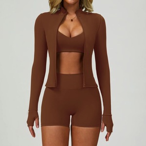 Ensemble de Yoga pour Femmes, Survêtement de Sport, Soutien-Gorge, Leggings, Shorts, Ensemble Gym, Fitness, Push Up, Vêtements d'Entraînement, 3 Pièces - Product Image 3