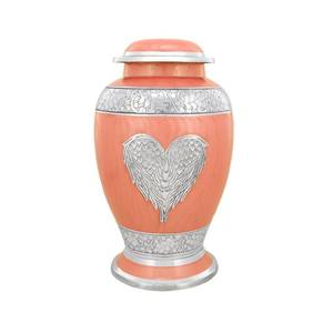 Urne en cachemire ailes d'ange coeur rose nouveau design urnes humaines souvenir en métal - Product Image 6