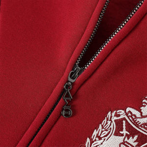 Delta Sigma Theta fleece varsity jacket stand color chenille embroidery Greek letter <b>burgundy</b> and crimson color - Product Image 3