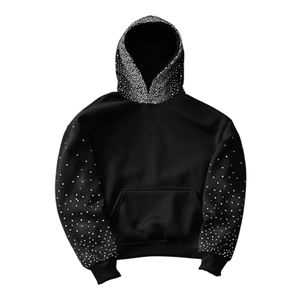 Sweat à capuche personnalisé pour homme en noir avec strass |   Streetwear Premium |   Vente en gros pour la revente |   Fabricant et fournisseur de vêtements OEM - Product Image 1