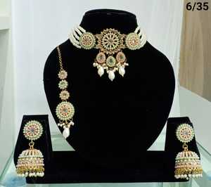 Nuevo diseño elegante chapado en oro tradicional Motipearl & Drop Kundan tachonado gargantilla collar pendiente conjunto y conjunto de joyería Mujer y Niña - Product Image 4