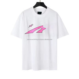 100% coton T-shirt en gros de haute qualité impression numérique lavage aux enzymes T-shirt goutte épaule Hip Hop T-shirts personnalisés pour hommes - Product Image 3