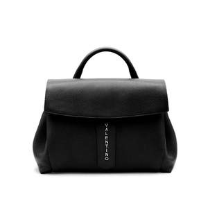 Bolso de Negocios para Dama de MARIOVALENTINO, Color Negro, con Cubierta de Cuero Martellato, Cierre de Solapa, Hecho en Italia - Product Image 5
