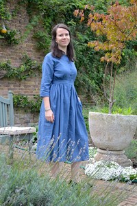 Robe en coton boutonnée bohème Sofia, décontractée, occasionnelle, été, bleu, robe pour femmes - Product Image 3