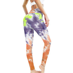 High Waist Custom Women Compression Sublimation Yoga Pants Fashionable Tie Die Women's Workout <b>Leggings</b> - Product Image 4