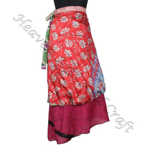 กระโปรงทรงยาวสำหรับผู้ใหญ่2ชั้นแบบกลับด้านได้จากออสเตรเลียกระโปรงทรงห่อผ้าไหมหลายชั้นแบบอินเดีย - Product Image 1