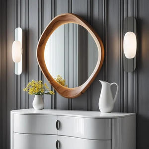 Miroir mural en bois et résine au design tendance et nouveau pour la chambre à coucher et le salon, améliorant l'aspect intérieur - Product Image 4