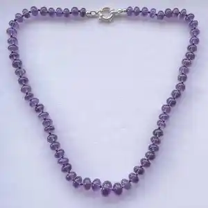 天然紫色紫水晶石手工打结光滑龙珠细宝石项链饰品最新打结珠宝设计