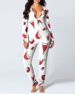 Nuevo Pijama Sexy de Moda con Estampado Navideño y de San Valentín, de Manga Larga y Pantalón Largo, con Abertura Trasera para Mujer - Product Image 4