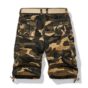 Nouveaux hommes été solide Cargo Shorts 100% coton Multi poches décontracté extérieur Joggers respirant séchage rapide taille élastique - Product Image 5