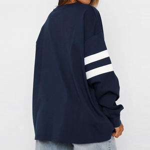 เสื้อสเวตเชิ้ตไหมพรมโอเวอร์ไซส์แฟชั่นใหม่สำหรับผู้หญิง ฤดูหนาว ผ้าฝ้าย 100% แขนยาว คอกลม สวมใส่สบาย มีโลโก้ด้านหน้า - Product Image 6