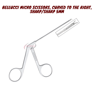 Tijeras Micro Manuales BELLUCCI Curvas Derecha Afiladas-5mm |   Instrumento de Microcirugía Oftálmica ENT |   Precisión en Acero Inoxidable - Product Image 1
