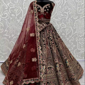 Atractivo diseñador bordado Bridal Lehenga choli con doble dupatta - Product Image 1