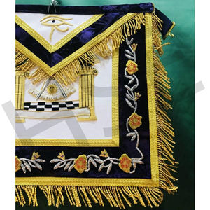 Tablier maçonnique brodé à la main avec franges dorées, Regalia de Loge Violette - Product Image 6