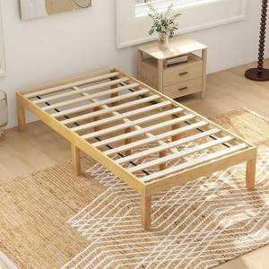Solid Teak Wood Minimalist <b>Platform</b> <b>Bed</b> <b>Frame</b> Customizable Size & Color Durable Bedroom Furniture - Product Image 2