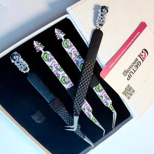 Wholesale GETUP BROSONS IMPEX 4Pcs Set Custom Printed Stainless Steel Anti-Static Fine Tip Eyelash Extension Tweezers Smooth - Product Image 4