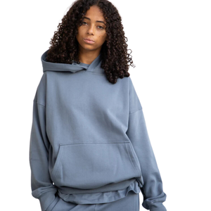 La mejor Sudadera con capucha de armadura de gran tamaño recortada de doble capa para hombre invierno 70% algodón 30% poliéster 320 GSM por capa Beige en relieve - Product Image 3