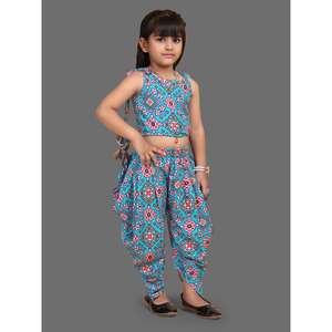 Conjunto de Kurta Dhoti para Niñas de Moda Shoryam al por Mayor, Top Estampado Elegante, Tela Ligera y Transpirable, Materiales Reciclados, Moderno - Product Image 2