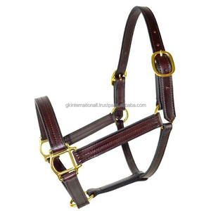 Licol de cheval de luxe en cuir de haute qualité, canal vide, avec couronne anatomique, doux et rembourré, matériel en or ROSE - Product Image 6