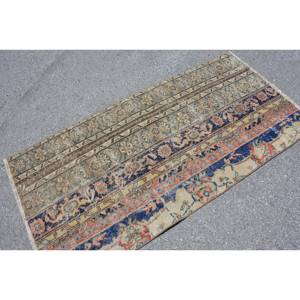 Alfombra de lana turca Vintage, clásica, beige, azul, 2,9x5,8 pies, tejido plano, Patchwork, respetuoso con el medio ambiente, decoraciones para comedor - Product Image 4