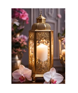 Elegante Linterna Marroquí de Metal con Inserciones de Vidrio Coloridas, Ideal para Decoración del Hogar, Festivales e Iluminación de Ocasiones Especiales - Product Image 2