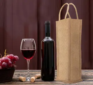 Vendemos bolsas de regalo para botellas de vino al precio más bajo del mercado para bolsas de yute de vino de buena calidad para venta al por mayor - Product Image 2