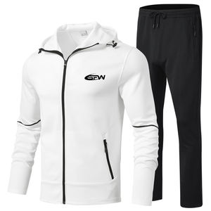 Chándales sólidos personalizados con capucha, conjuntos de ropa deportiva informal al por mayor, pantalones de algodón de secado rápido transpirables para entrenamiento físico - Product Image 1