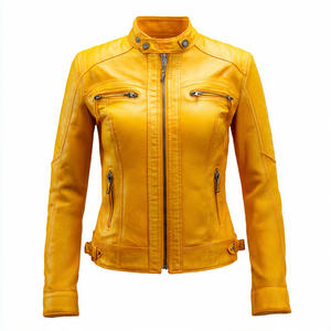 Chaqueta de cuero con diamantes de imitación para mujer, chaquetas de cuero con tachuelas plateadas, chaqueta de motorista de cuero con piedra del Rin - Product Image 5