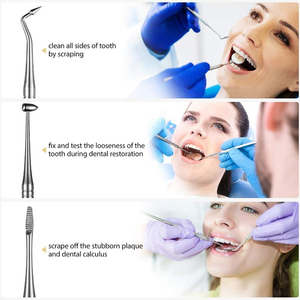 Kit de higiene Dental Manual de acero inoxidable plateado, paquete de 10 más vendidos, raspador de dientes y lengua, escalador Dental de sarro reutilizable - Product Image 3