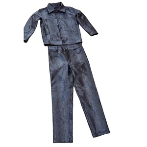 Conjunto de 2 piezas de chándal de cuero de diseñador para hombre, chaqueta y pantalón de piel de cordero italiana premium de corte ajustado. - Product Image 1