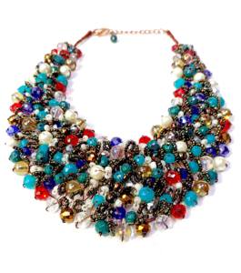 Último estilo hecho a mano declaración Chunky gargantilla collar mujeres Multicolor cuentas semillas emoción joyería de moda para - Product Image 1