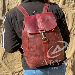 Nuevo estilo Vintage Look Brown Crunch Mochila de cuero Mochila de viaje Bolsa de viaje de gran capacidad de cuero de oficina para hombres y mujeres - Product Image 1