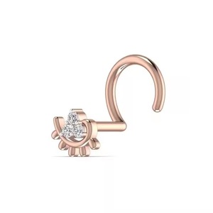 Exclusive Real Diamond <b>Stud</b> <b>Nose</b> Pin in <b>Gold</b> Silver Rose at Best Factory Price - Product Image 3