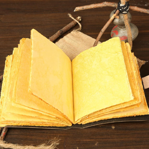 Cuaderno Vintage de bruja gato Grimoire de cuero genuino libro de hechizos en blanco 10x7 diario de dibujo hecho a mano para cuero Wiccan Deckle - Product Image 6