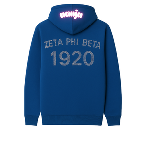 2025 nueva llegada Etiqueta Privada hermandad y fraternidad Camo Zeta Phi Beta 100% algodón Rhinestone Log Pullover sudaderas con capucha de algodón - Product Image 4