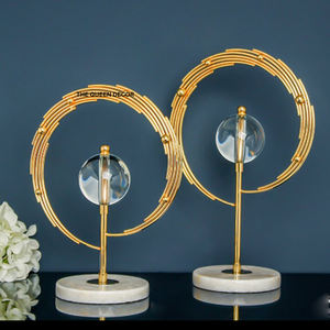 Sculpture de boule en verre et en métal aluminium luxueuse, décorations abstraites de bureau pour la décoration intérieure de la maison - Product Image 5