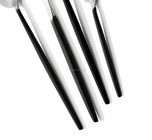 Luxe tactile métal noir poignée 4 pièces ensemble de couverts mariage hôtel restaurant au prix de gros - Product Image 4