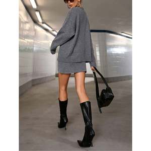 Women's Printed Wool <b>Knit</b> Two-Piece Crew Neck Long Sleeve <b>Set</b> - Product Image 1