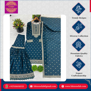 Nouvelle collection tendance de créateurs, ensemble Kurti Sharara traditionnel indien pour femmes, haut en chinon lourd et fantaisie, occasion spéciale, mariage, haut de gamme - Product Image 4