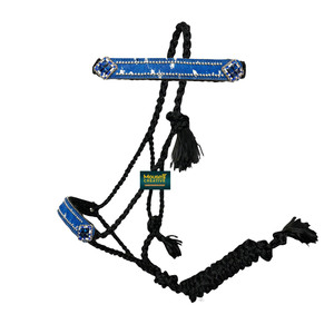 Wholesale Western Equestrian Horse Halter Leather Noseband <b>Braided</b> Mule Tape Rope Lead 7.5 Foot Long Attached Lead Customizable - Product Image 6