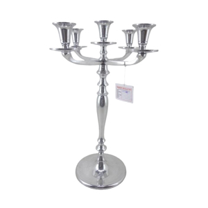 Bougeoirs en aluminium à cinq bras argentés Candélabres de décoration pour la maison avec plusieurs bras - Product Image 4