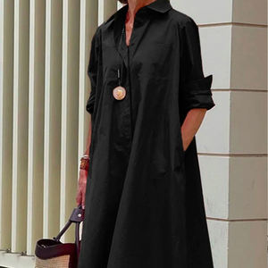 <span class=keywords><strong>2025</strong></span> mùa thu Sản phẩm mới, thời trang và thanh lịch Polka Dot in áo sơ mi-Cổ áo dài tay áo Midi Dress - Product Image 2