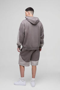 ชุดกางเกงขาสั้นและเสื้อฮู้ดแบบซิปสำหรับผู้ชายชุดกางเกงขาสั้น2025ฤดูร้อนผ้าฝ้าย100% โอเวอร์ไซส์ออกแบบโลโก้ได้ตามต้องการ - Product Image 5