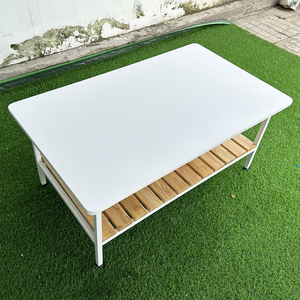 Minimilist Convertible <b>Sofa</b> <b>Table</b> Rubber Wood with Iron Frame 100x60x43cm Living Room Furniture Set of 2 - Product Image 6