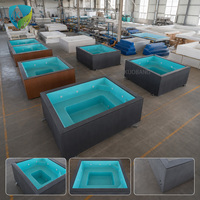 Piscine hors sol de luxe en WPC et fibre de verre avec fenêtre en acrylique, terrasse en bois, piscine préfabriquée pour jardin et villa