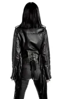 Hasnain Products – veste occidentale en cuir véritable souple pour femme, veste en mouton d'agneau avec franges de couleur noire