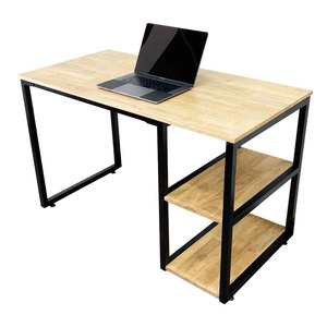 SIBA Minimalist Office <b>Desk</b> Iron Legs Adjustable Wooden <b>Shelf</b> 120x60x75(cm) BD68057 Drawer Storage for Home Office Living Room - Product Image 1