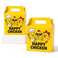 Juego de Cajas para Almuerzo de Pollo Frito, Personalizadas, Biodegradables, Reciclables, Portátiles, en Varios Tamaños, con Laminado Mate, para Cadenas de Tiendas