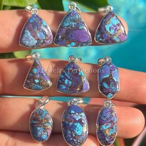Colgantes de Plata de Alta Calidad con Turquesa Morada de Mohave, Gemas de Moda en Diferentes Formas, Amuletos Elegantes para Bodas y Niños - Product Image 2